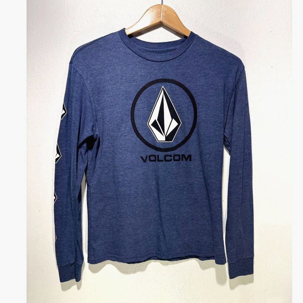 Volcom kids long sleeves T shirt big logo surf dusty blue casual boys L